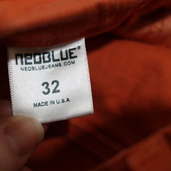 Neo Blue Orange Flat Front Mid-Length Shorts Men's 32 USA Made Stretch Cotton - Picture 11 of 13